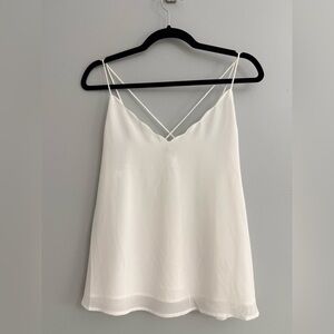 Women’s Naked Zebra White Chiffon Scalloped Sleeveless Blouse Top - Size Large